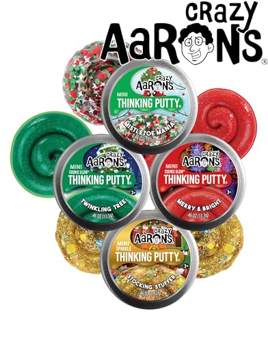 Matty's Toy Stop Crazy Aaron's Putty Mini Tins 2023 Holiday (Christmas) Set with Merry & Bright (Cosmic Glow), Stocking Stuffer (Sparkle), Twinkling Tree (Cosmic Glow) and Mistletoe Mania - 4 Pack (.46oz Each) - Image 2