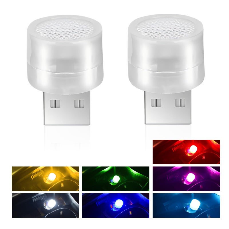 Hugwits 2 PCS USB Plug Lights Mini RGB ColorChanging LED Car Ambient Lighting Universal Portable Decorative Lights for Bedroom Hallway Bathroom Kitchen Multicolored - Image 3