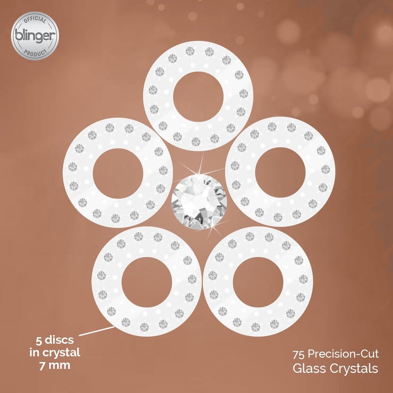 blingerÂ® Deluxe Shimmer Crystal Refill Pack â€“ as seen on Shark Tank | 5 Discs â€“ 75 Precision-Cut Glass Crystals | Hair-Safe Accessories| Styling Tool not included | Crystal 7 mm - Image 3