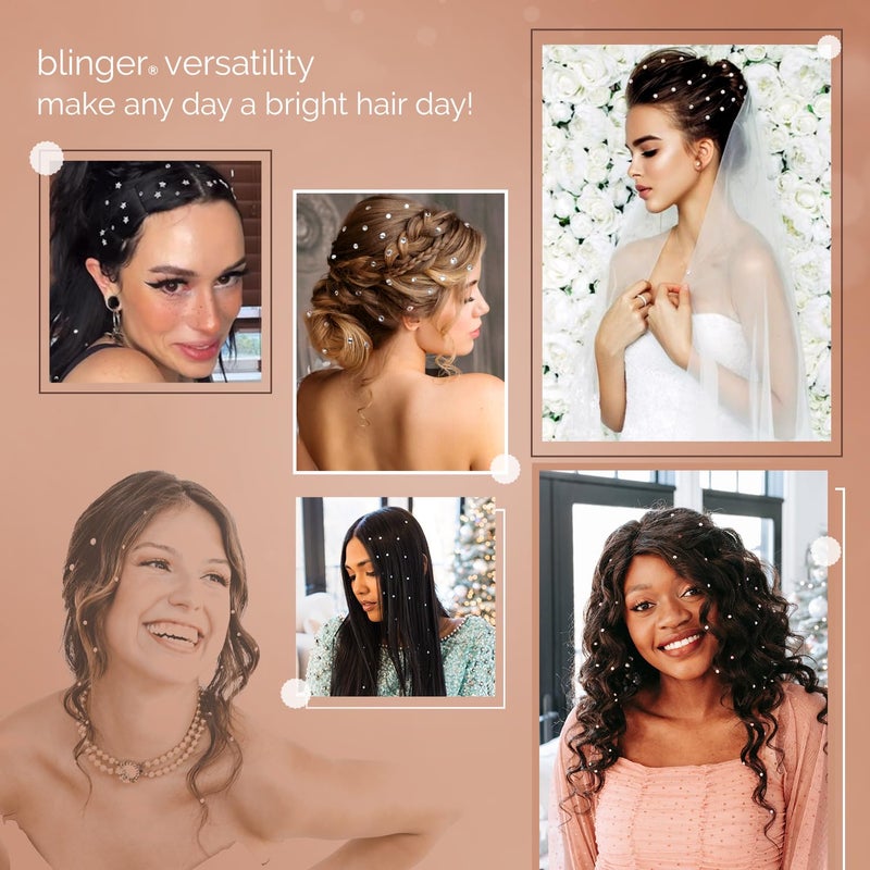 blingerÂ® Deluxe Shimmer Crystal Refill Pack â€“ as seen on Shark Tank | 5 Discs â€“ 75 Precision-Cut Glass Crystals | Hair-Safe Accessories| Styling Tool not included | Crystal 7 mm - Image 4
