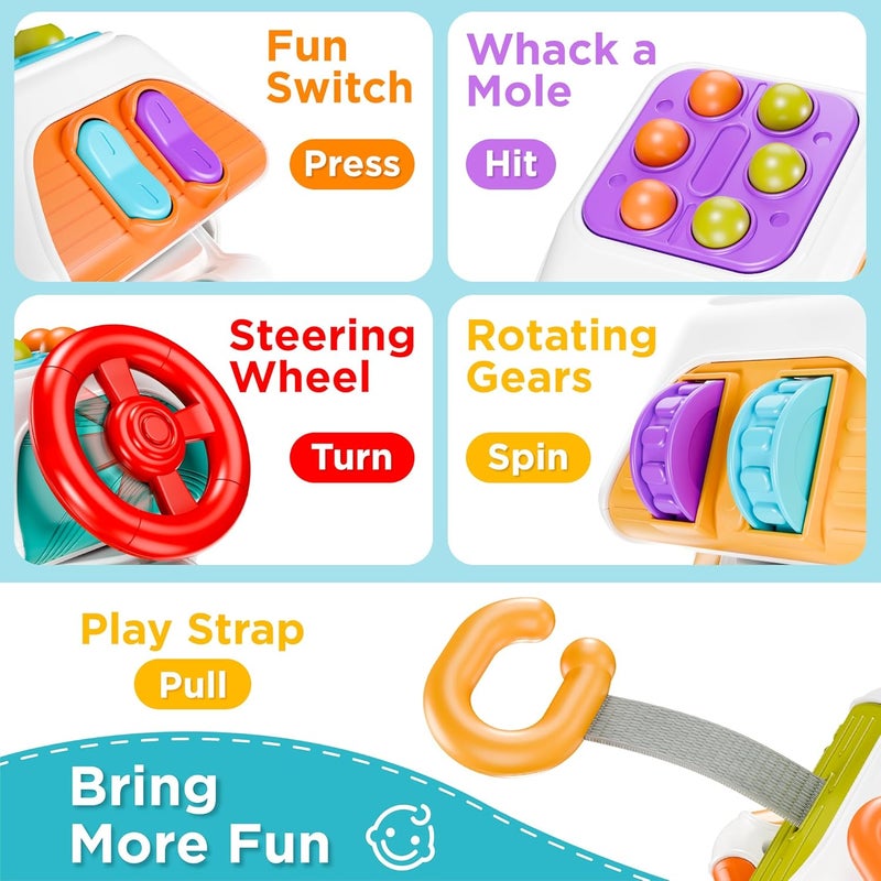 آي بلاي، آي ليرن iPlay, iLearn: لوحة متعددة الوظائف للأطفال دون سن المدرسة (10 وظائف في قطعة واحدة)، لعبة حسية على طراز مونتيسوري مناسبة للأطفال من عمر 18 شهرًا فما فوق، يمكن استخدامها أيضًا في مقاعد الأطفال أو أثناء السفر بالطائرة، نشاط تعليمي للأطفال، هدية عيد ميلاد للأطفال من عمر 18 شهرًا فما فوق – للأولاد والبنات. - Image 5
