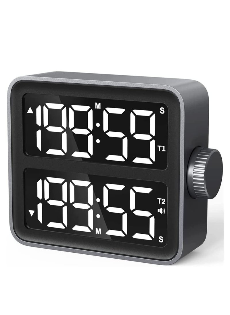 KASTWAVE Dual Kitchen Timer, Dual Channels Countdown Stopwatch with LED Display, Adjustable Volume and Brightness, Magnetic Digital Timer for Cooking, School, Classroom  - Image 1