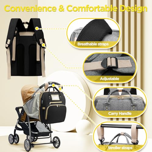 Lenski 6 in 1 Diaper Bag Backpack with Pad Shower Gifts Travel Bags for Registry Search Boys Girls Bags Newborn Essentials Accessories Stuff Unisex Dad Mom Mens - Image 4
