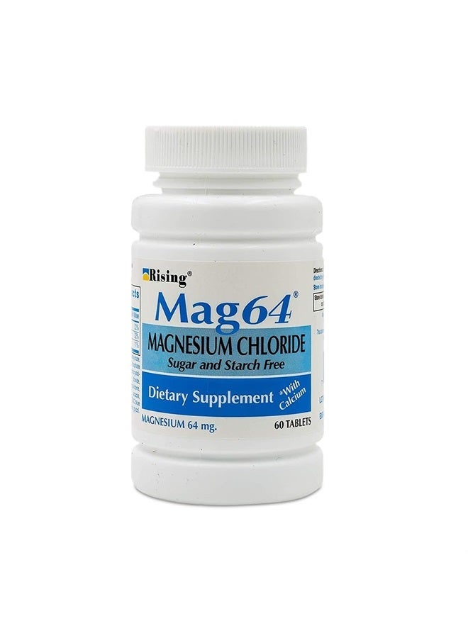 Rising Pharma - Mag64 Magnesium Chloride with Calcium Tablets - 60 Counts - Image 1