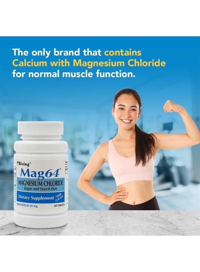 Rising Pharma - Mag64 Magnesium Chloride with Calcium Tablets - 60 Counts - Image 2