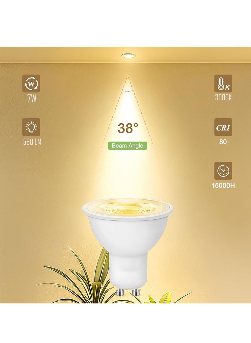 جوود واي لمبات GU10 LED غير قابلة للتعتيم – 7 وات – أبيض دافئ أصفر  3000 كلفن – شعاع ضيق 38° – توفير للطاقة – إضاءة مركزة مثالية للمنزل والمكاتب  - Image 3