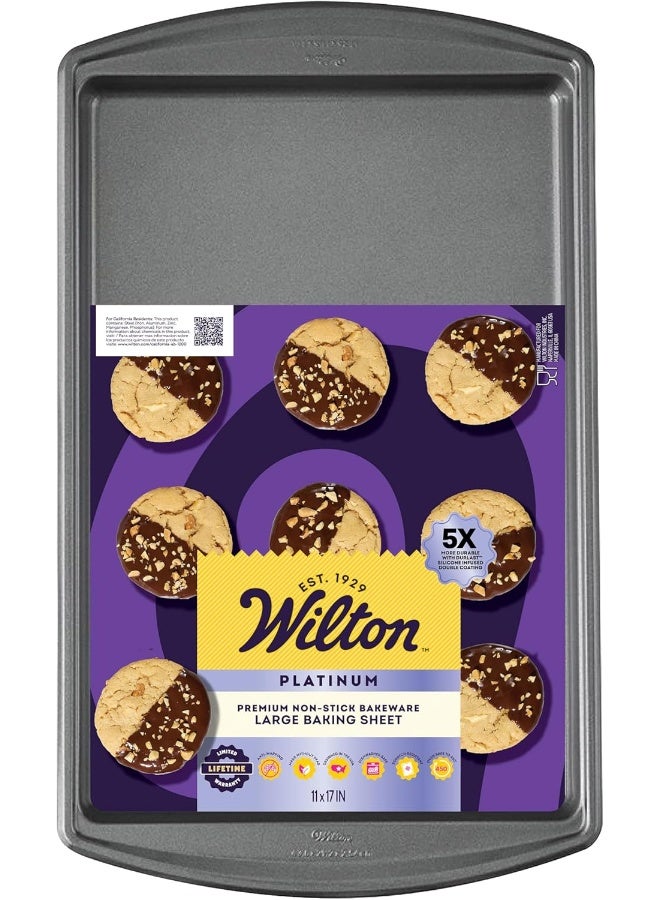 Wilton Wilton Platinum Premium Non-Stick Anti-Warp Bakeware, Made without PFAs, Large Baking Sheet, 11x17 in - Image 1