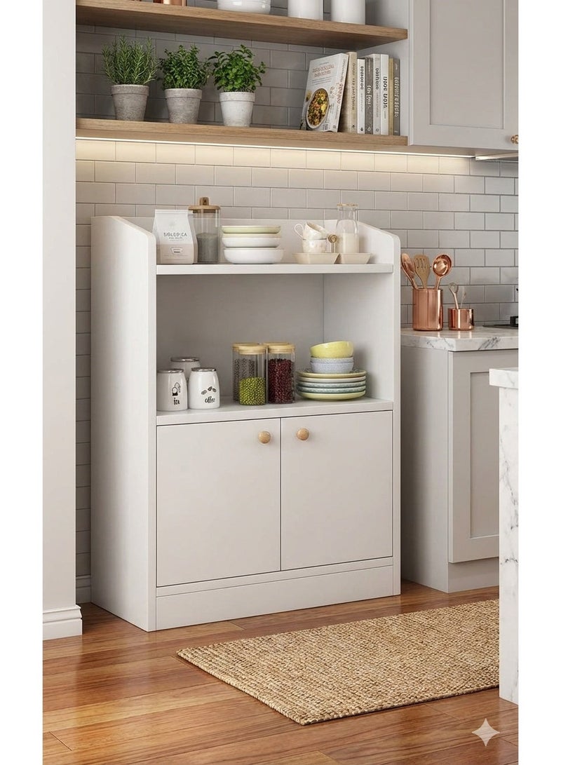 EXPERT Coffee Cabinet, Large-Capacity Wall-Mounted Coffee Table, Modern And Simple Home Coffee Corner, Suitable For Living Room, Office, Kitchen, Warm White Storage Cabinet 50X30X80 Cm - Image 1