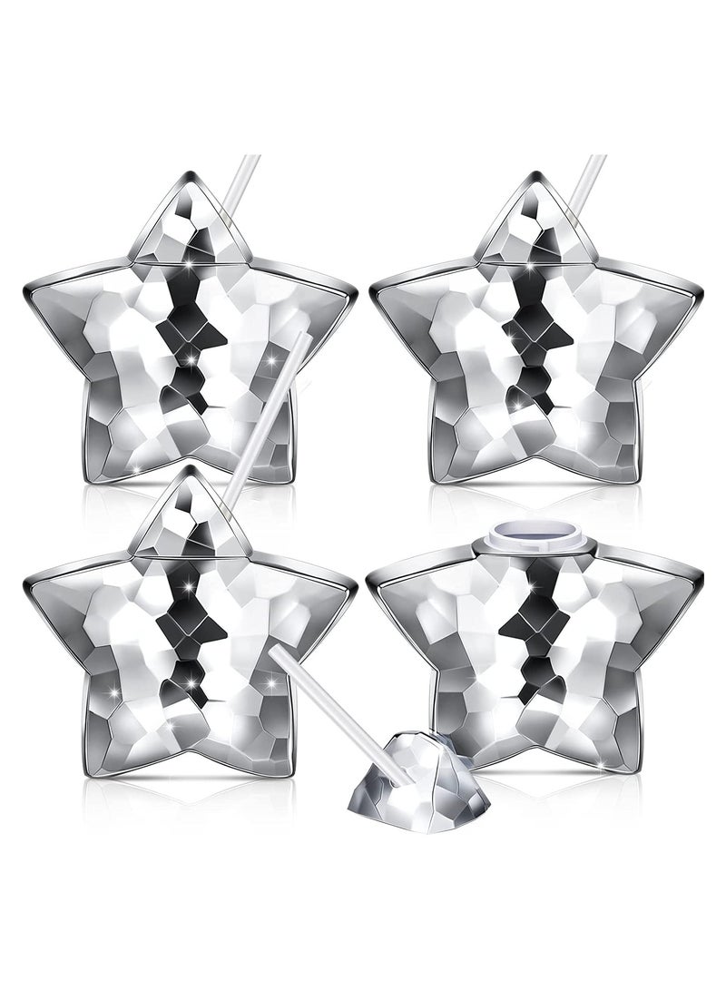 KASTWAVE SYOSI Shiny Star Cup, Silver Disco Flash Cup Tumbler with Lid and Straw, Sparkling Cocktail Glass for Parties, Reusable Disco Cups, 20 oz, 2 Pcs - Image 1