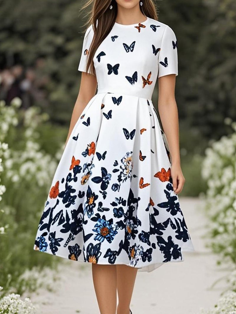 oxiuly Women's Casual Swing Dress with Pockets Elegant Work Party Vintage Dress OX165 (White hudie, XXL) - Image 3