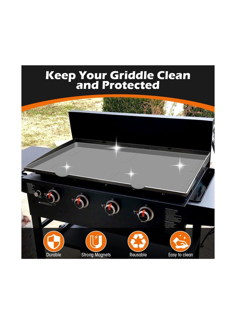 Griddle Silicone Mat, 17" Magnetic Protective Cover Mats for Blackstone, Heavy Duty Food Grade Silicone Griddle Mat, Blackstone accessories, Grey