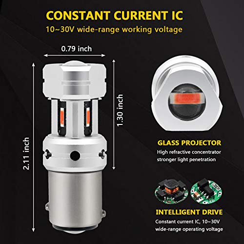 PHINLION 1157 LED Red Light Bulbs, Super Bright 2057 2357 2397 3496 LED Replacements for Car Brake Tail Stop Rear Turn Signal Blinker Lights, Pack of 2 - Image 4