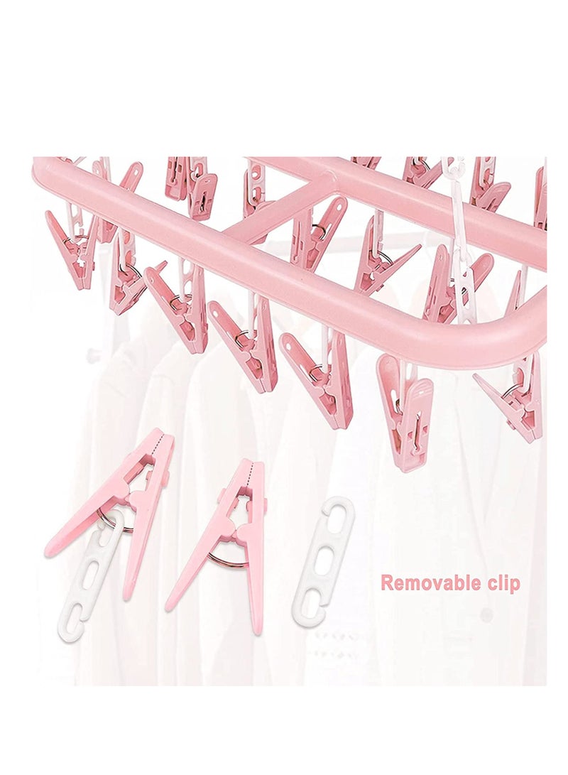 erorex Folding Laundry Hanger with 32 Clips (Pink) - Image 4