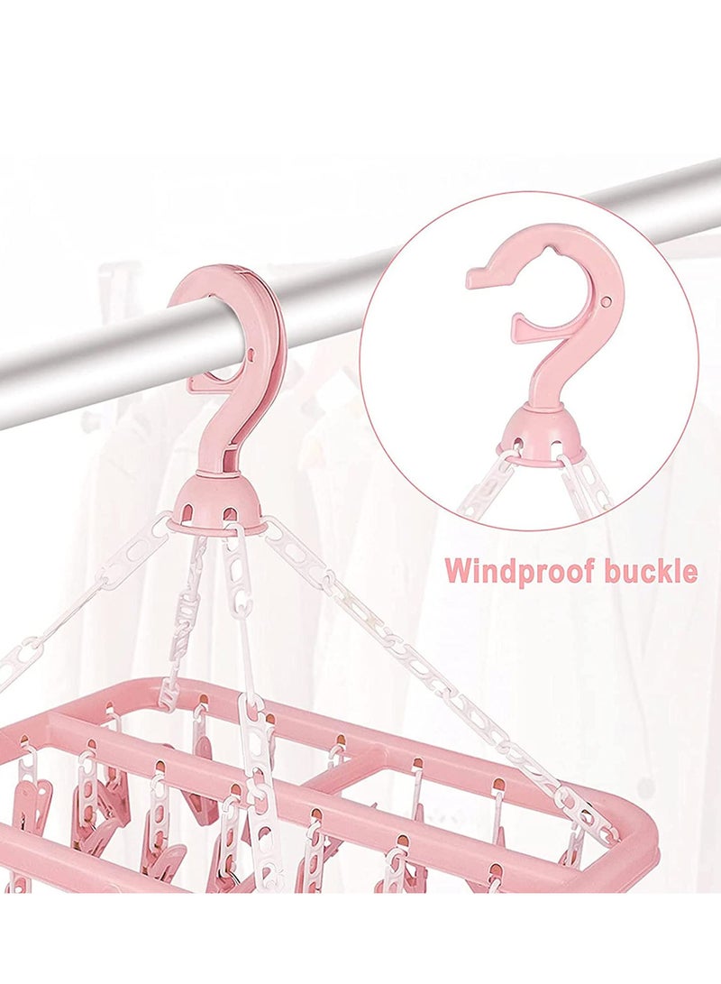 erorex Folding Laundry Hanger with 32 Clips (Pink) - Image 3