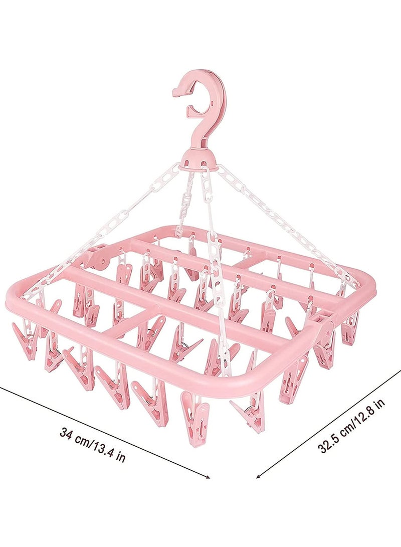 erorex Folding Laundry Hanger with 32 Clips (Pink) - Image 5