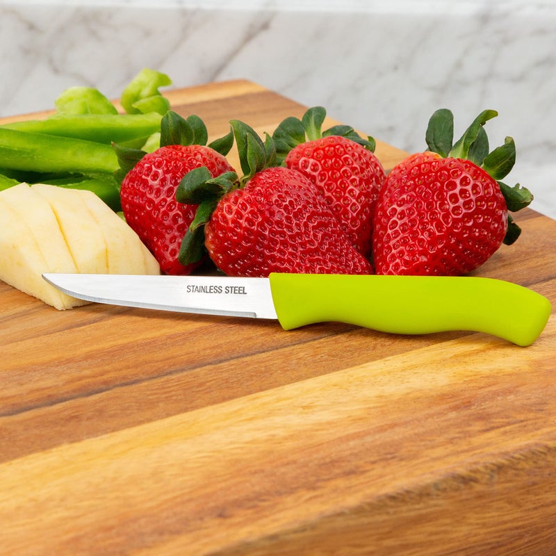 Brenium Brenium Paring and Garnishing Knife, 12-Piece Set, Knives with Straight Edge 3 Inch Blade, Stainless Steel, Spear Point, Fruit and Vegetable Cutting and Peeling, Green  - Image 5