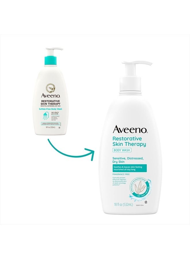 Aveeno غسول الجسم العلاجي الخالي من الكبريتات للبشرة الحساسة والمتضررة والجافة، منظف لطيف بالشوفان، مص formulated بدون بارابين وعطور وصابون - Image 2