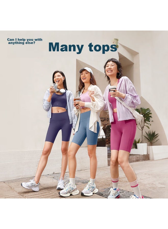 Vfu Xingqing 5-inch Yoga Shorts, Outdoor Sports Cycling Pants, High-waisted Lifting Tight Shorts, Dove Gray Purple, L - Image 4