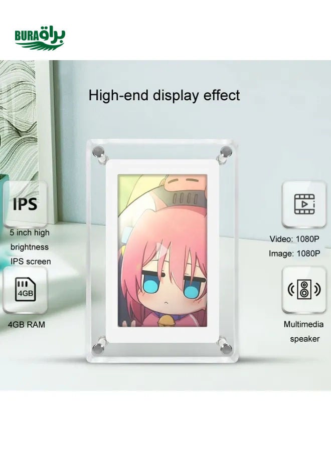 5 Inch HD Digital Photo Frame Crystal Advertising Player 1080P Motion Video Picture Display Player(US Plug) - Image 3