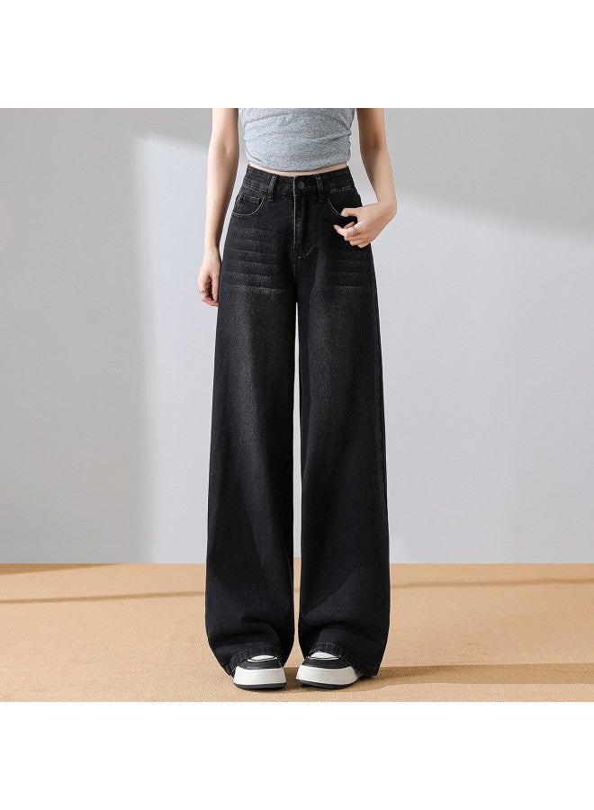 Fapai High-waisted Jeans For Women, Summer Style, Versatile Loose Straight-leg Pants, Slimming And Fashionable Wide-leg Floor-length Pants - Image 4