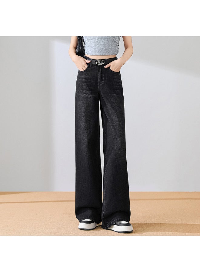 Fapai High-waisted Jeans For Women, Summer Style, Versatile Loose Straight-leg Pants, Slimming And Fashionable Wide-leg Floor-length Pants - Image 5
