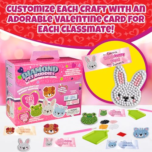 SCS Direct Pet Buddies Diamond Painting Kits (24ct)- Perfect Goodie Bag Party Favors for Kids Birthday Party -Each Includes Animal Gem Craft Activity & Sticker- Kids Multi-Item Party Favor Packs for Boys & Girls - Image 5