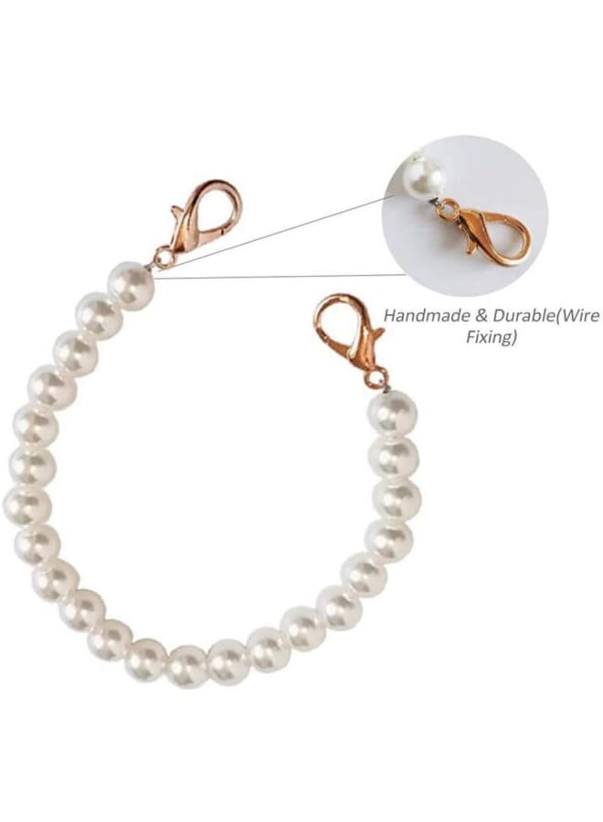 8PCS Pearl Bead Chain Strap Handbag Chain Bag Chain Purse Chain Shoulder Bag Chain Crossbody Chain Replacement Chain with Metal Buckles for Handbags Shoulder Bag Purse Clutch Bag  - Image 3