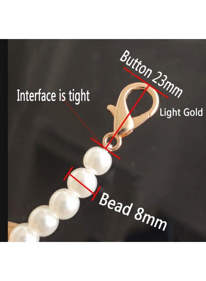 8PCS Pearl Bead Chain Strap Handbag Chain Bag Chain Purse Chain Shoulder Bag Chain Crossbody Chain Replacement Chain with Metal Buckles for Handbags Shoulder Bag Purse Clutch Bag  - Image 2