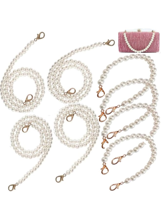 8PCS Pearl Bead Chain Strap Handbag Chain Bag Chain Purse Chain Shoulder Bag Chain Crossbody Chain Replacement Chain with Metal Buckles for Handbags Shoulder Bag Purse Clutch Bag  - Image 1