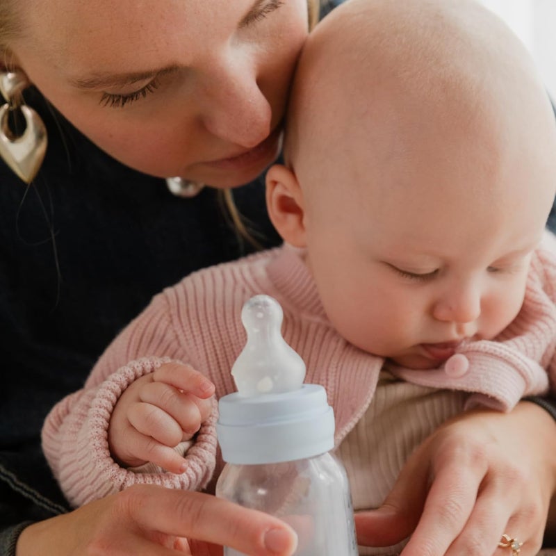 BIBS زجاجة بيبس للأطفال 5 أونص 150 مل حلمة سيليكون مضادة للمغص خالية من BPA حلمة دائرية تدفق بطيء خفيفة الوزن سهلة التنظيف مناسبة للمواليد 0 سنوات بلش - Image 5