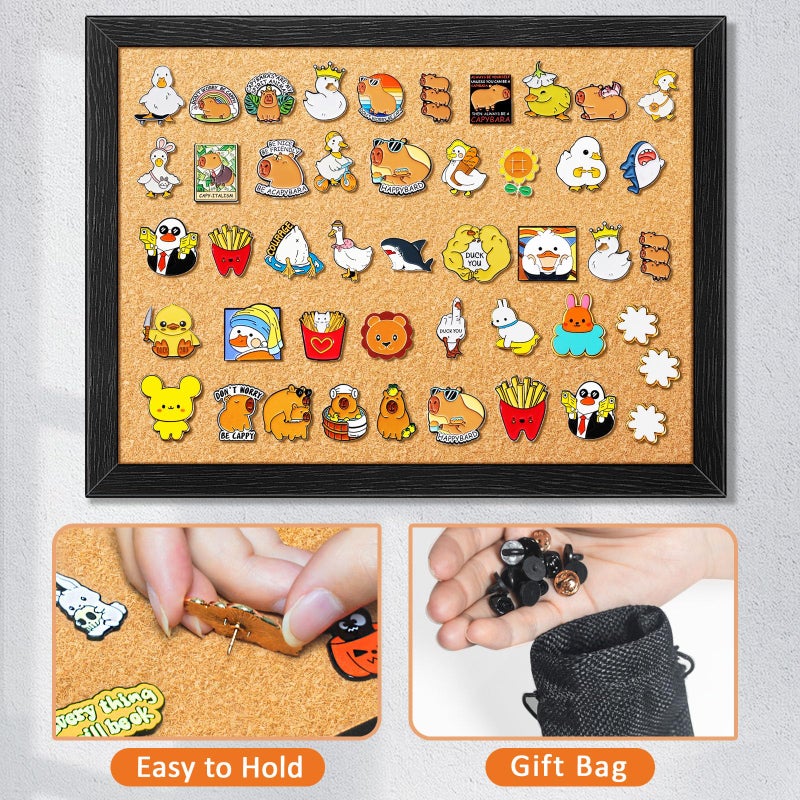 tutata Enamel Pin Display Board, 16'' x 12'' Pin Display Frame, Lapel Pin Holder, Wall Mounted Cork Board for Brooch Pin Storage - Image 2