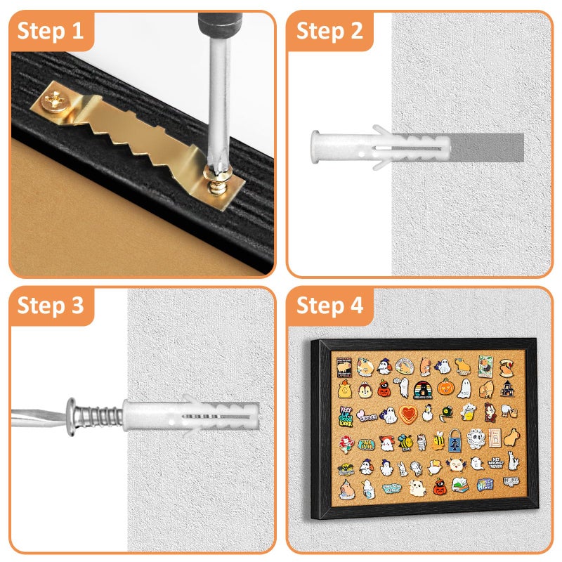 tutata Enamel Pin Display Board, 16'' x 12'' Pin Display Frame, Lapel Pin Holder, Wall Mounted Cork Board for Brooch Pin Storage - Image 5