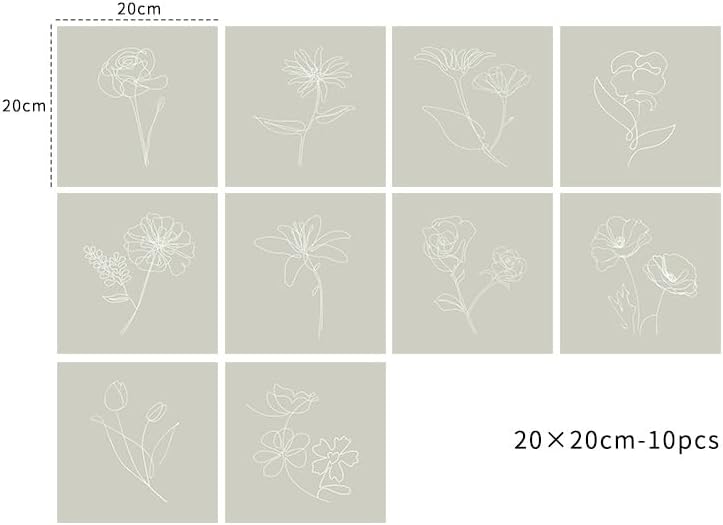 Alwayspon Self Adhesive Vinyl Wall Tile Stickers, 10Pcs 20cm/8inch Peel and Stick Tiles Transfer Vinyl Flooring Waterproof Splash Guard for Kitchen Bathroom, Sage Green - Image 2