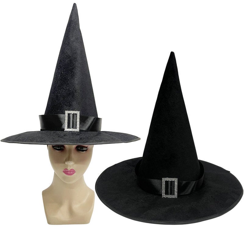 Halloween Witch Right Angle Hat Black Witch Elf Hat Party Hat Christmas Hat Red Wizard Hat - Image 1