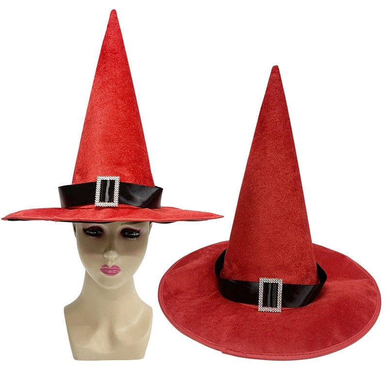Halloween Witch Right Angle Hat Black Witch Elf Hat Party Hat Christmas Hat Red Wizard Hat - Image 4