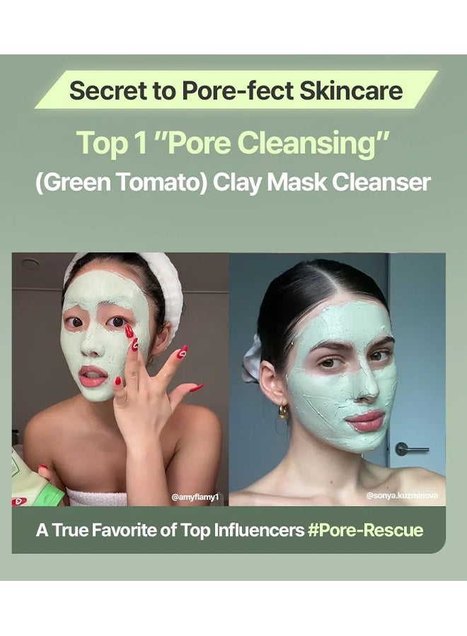 OUHOE Green Tomato Clay Mask Cleanser - Face Wash With Smudge stick, Pore Purifying with 49% Green Tomato Extract, Sebum & Clogged Pore Care, Exfoliation, Fragrance-Free, Vegan & Dermatologically Tested, 120g - Image 4