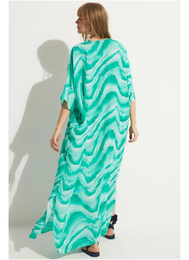 JUNE June Patterned Kaftan Dress Turquoise