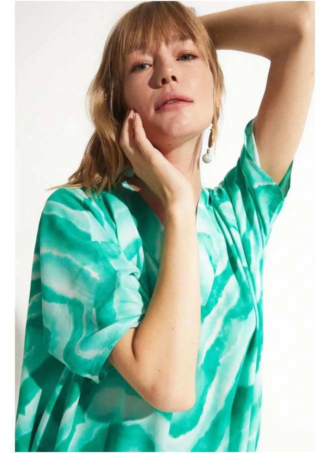 JUNE June Patterned Kaftan Dress Turquoise