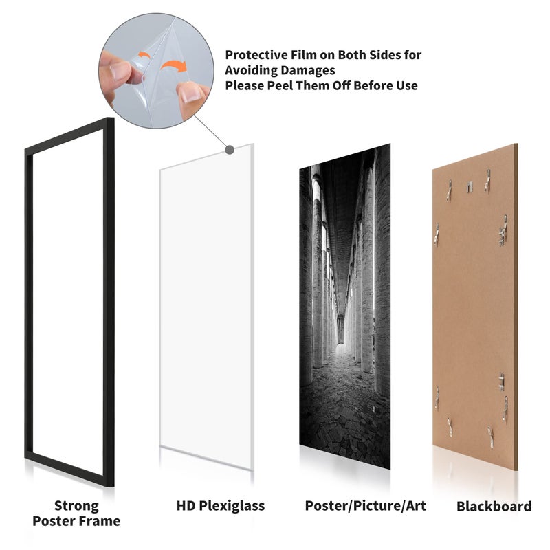DOAI ART 18x24 Poster Frame 2 Pack, Black 18 x 24 Picture Frames for Horizontal or Vertical Wall Mounting, Scratch-proof Safe and Artistic Large Photo Frame Wall Art - Image 4