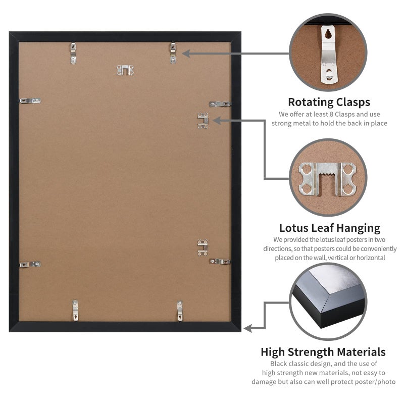 DOAI ART 18x24 Poster Frame 2 Pack, Black 18 x 24 Picture Frames for Horizontal or Vertical Wall Mounting, Scratch-proof Safe and Artistic Large Photo Frame Wall Art - Image 2