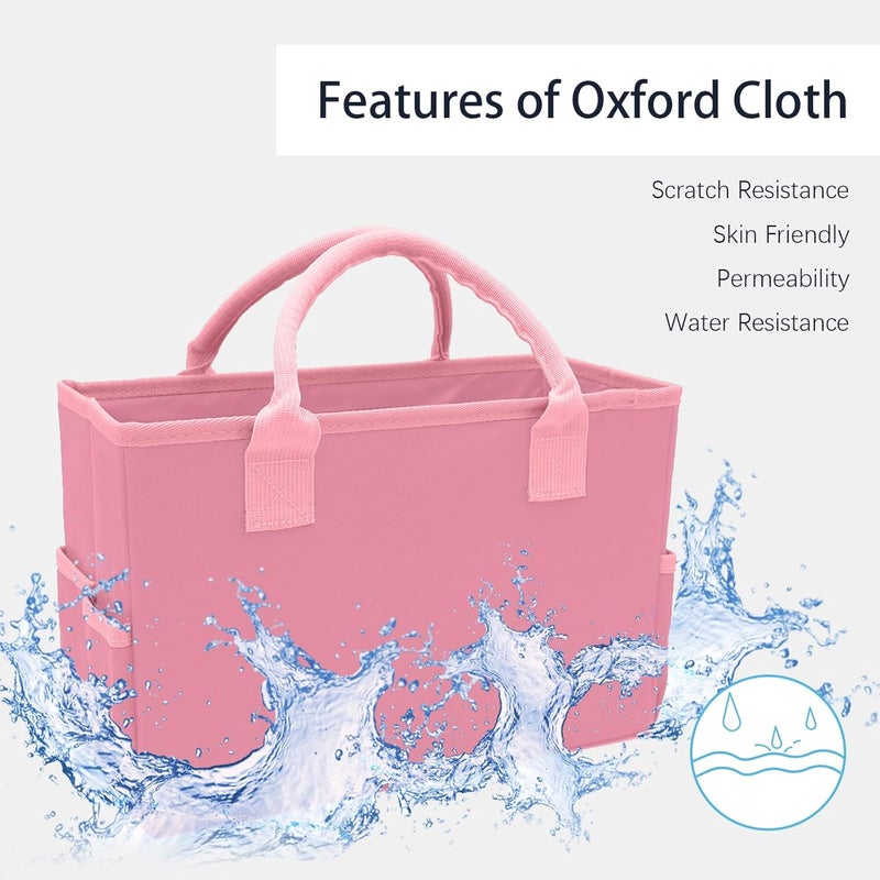 Cupohus Art Organizer Craft Storage Tote Bag with Pockets and Hadles, Oxford Fabric Carrying Caddy for Teacher, Officer, Artist, Traveler, and more – Pink - Image 3