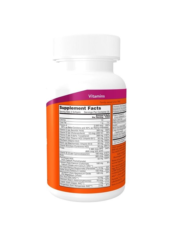 now Supplements, Liquid Multi Gels with Lutein and Lycopene, plus Flax Seed Oil, 60 Softgels - Image 2