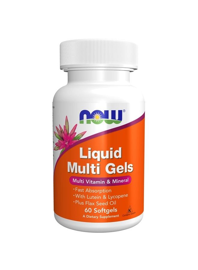 now Supplements, Liquid Multi Gels with Lutein and Lycopene, plus Flax Seed Oil, 60 Softgels - Image 1