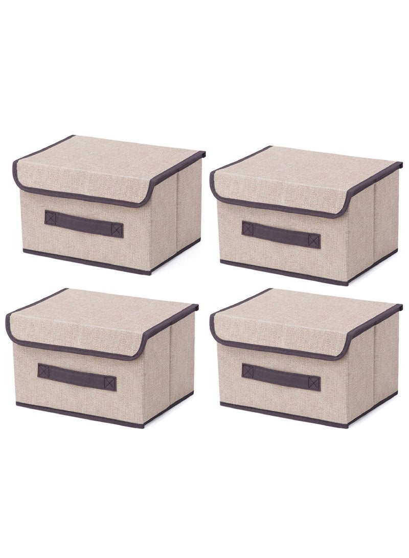 Clothes Organizer,Foldable Storage Cube Bin Organizer Basket with Flip-Top Lid & Handles, Large Clothes Blanket Box for Home, Office, Closet, Beige, 4 Pack 36 x 23 x 24cm - Image 1