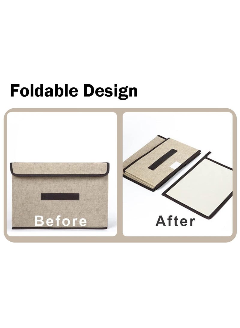 Clothes Organizer,Foldable Storage Cube Bin Organizer Basket with Flip-Top Lid & Handles, Large Clothes Blanket Box for Home, Office, Closet, Beige, 4 Pack 36 x 23 x 24cm - Image 3