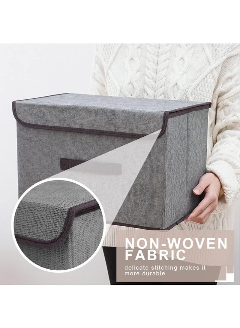 Clothes Organizer,Foldable Storage Cube Bin Organizer Basket with Flip-Top Lid & Handles, Large Clothes Blanket Box for Home, Office, Closet, Beige, 4 Pack 36 x 23 x 24cm - Image 4