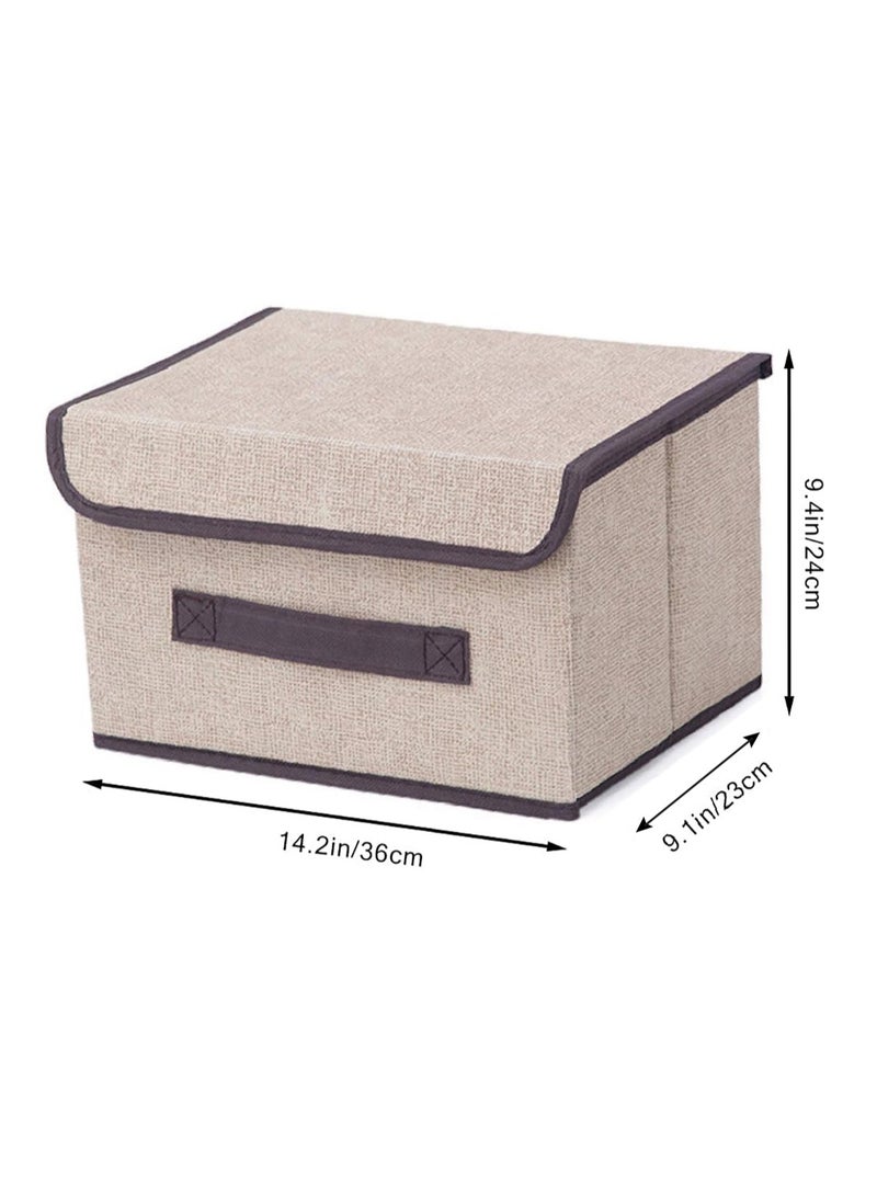 Clothes Organizer,Foldable Storage Cube Bin Organizer Basket with Flip-Top Lid & Handles, Large Clothes Blanket Box for Home, Office, Closet, Beige, 4 Pack 36 x 23 x 24cm - Image 5