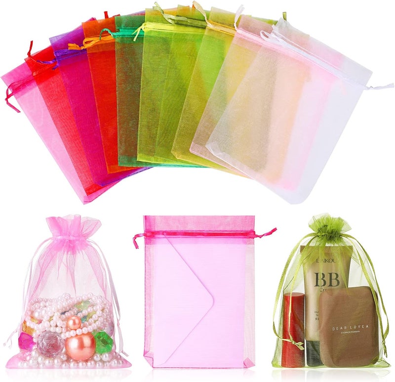 Woanger 150 Pieces Organza Gift Bags Bulk 6 x 9 Inch Drawstring Mesh Bags for Wedding Festival Birthday Party Baby Shower Candy Jewelry StorageMulticolor - Image 1