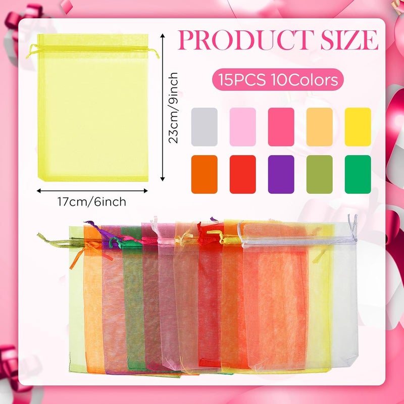 Woanger 150 Pieces Organza Gift Bags Bulk 6 x 9 Inch Drawstring Mesh Bags for Wedding Festival Birthday Party Baby Shower Candy Jewelry StorageMulticolor - Image 2