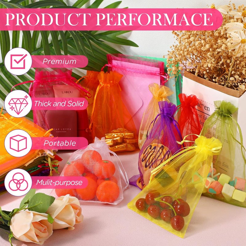 Woanger 150 Pieces Organza Gift Bags Bulk 6 x 9 Inch Drawstring Mesh Bags for Wedding Festival Birthday Party Baby Shower Candy Jewelry StorageMulticolor - Image 4